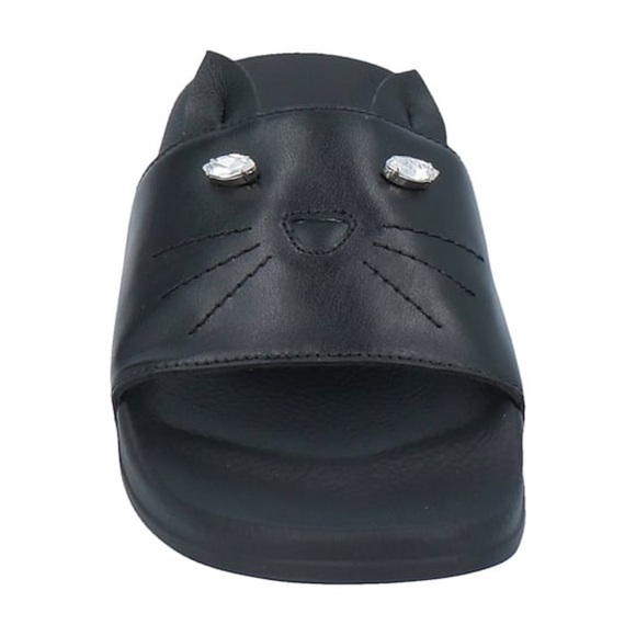 Vivetta Cat Slider Rhinestone Kitty Ears Slide 37 Black - Picture 6 of 8